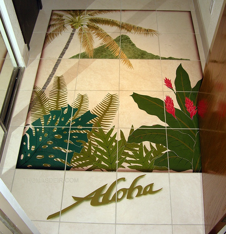 aloha entry floor tile mural