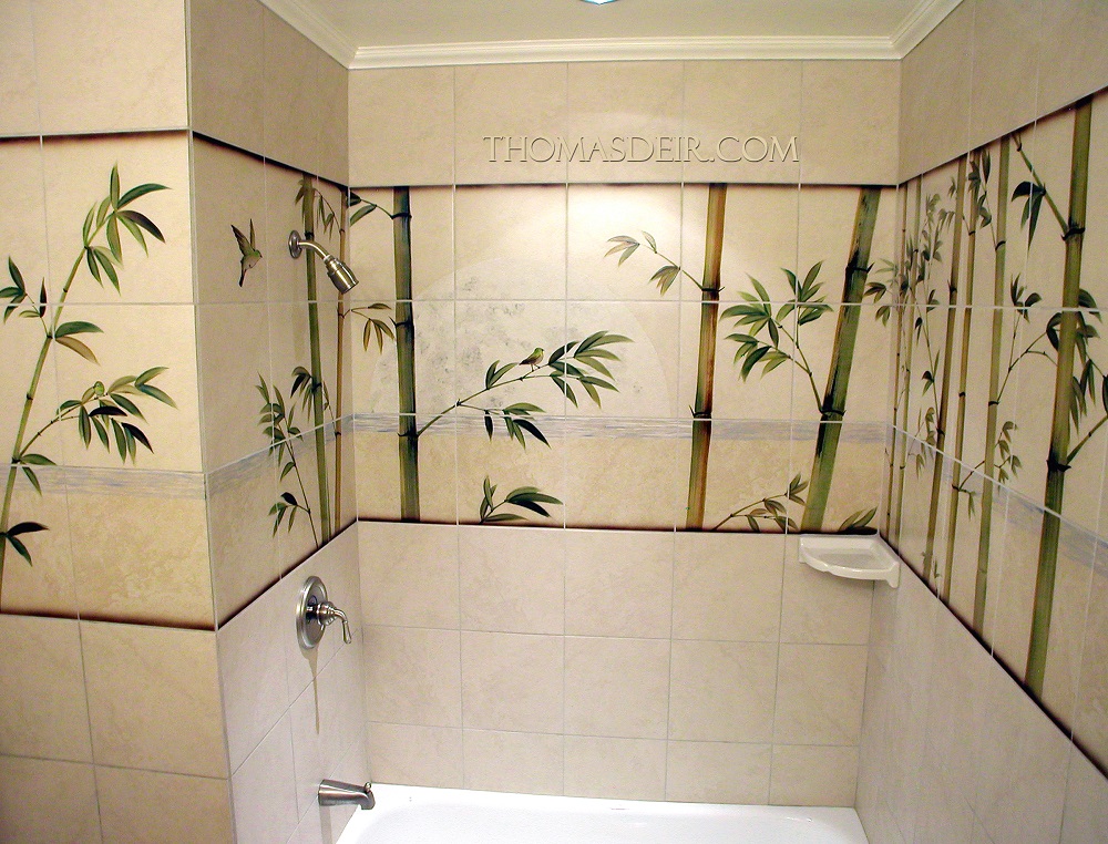 Asian Bamboo Bathroom Tile Murals