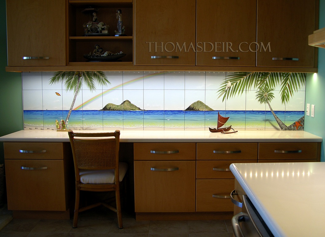 Makapuu to Mokuluas Tropical Beach Kitchen Tile Art