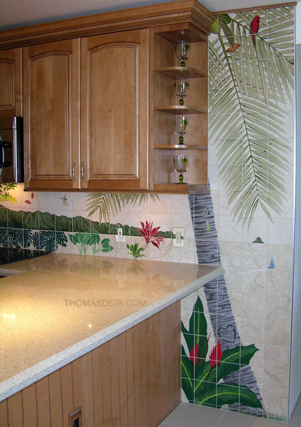 Hawaiian Tropical Garden Kitchen tile mural