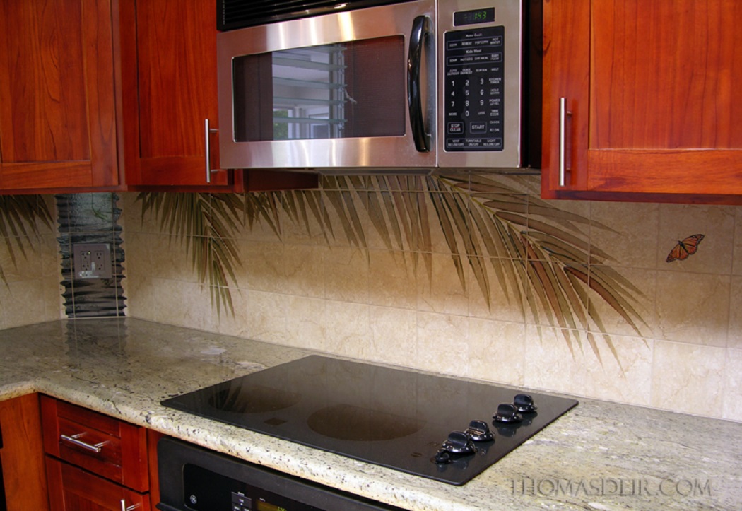Coconut Tree Tile Mural Backsplash Kitchen Remodel