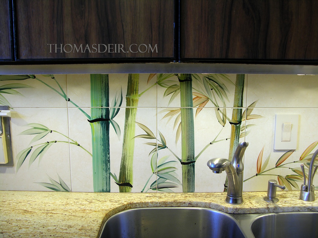 Kitchen Tile Backsplash Bamboo detail
