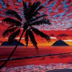 Hawaii Beach Sunset Painting Mokulua Fireclouds