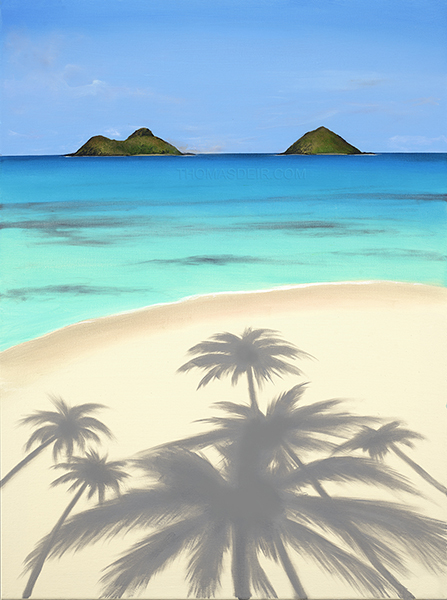 painting of Lanikai beach during daytime